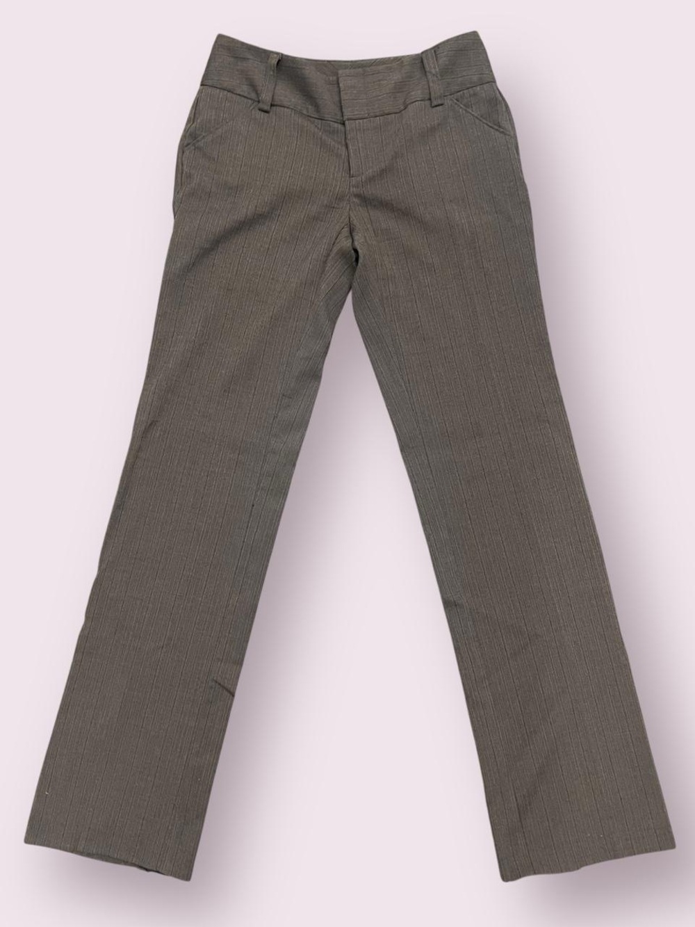 Daisy Fuentes brownish grey pinstripe trousers